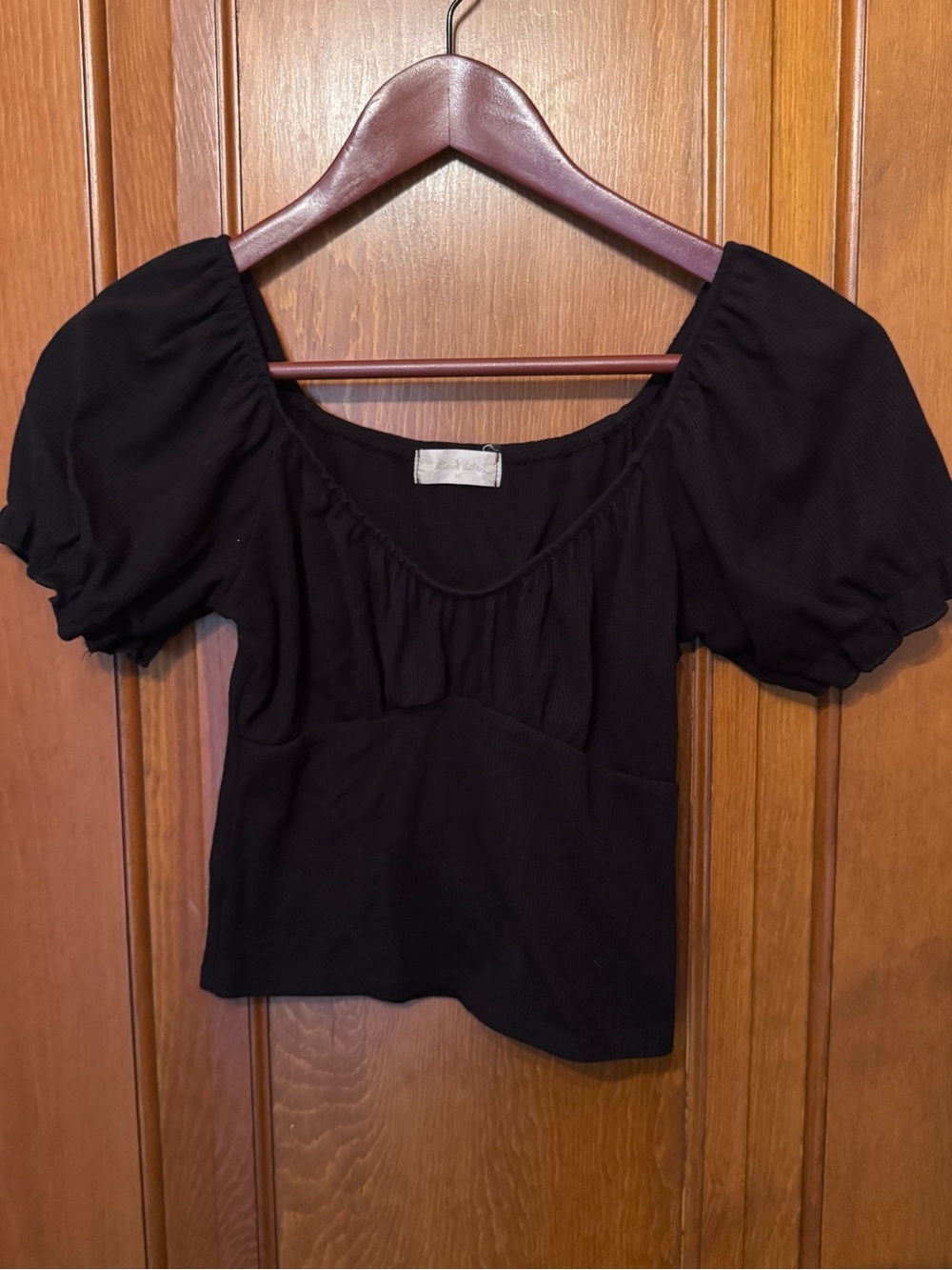 Black Puff Sleeve Knit Top